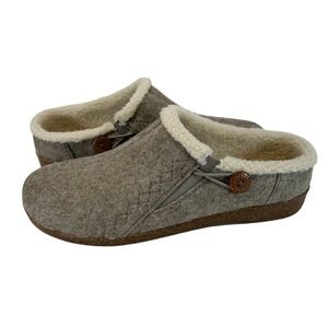 Earth Origins Jacki 2 Light Brown Felt Faux Fur Lined Clog Mules Womens 11 NEW